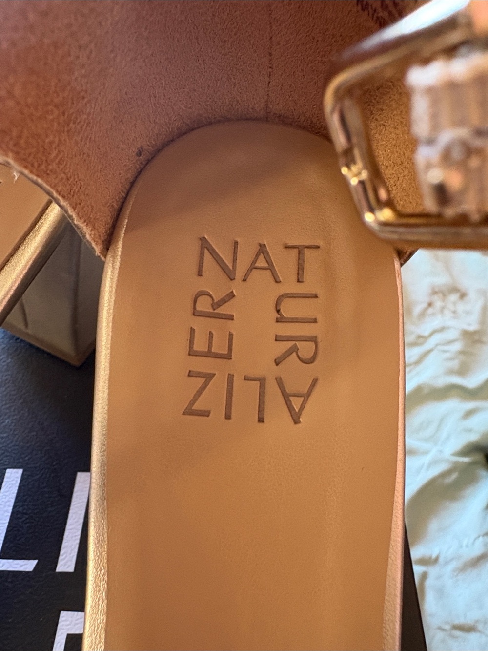 Naturalizer Metallic Gold Ankle-Strap Block Heels size 7.5 - Picture 6 of 8